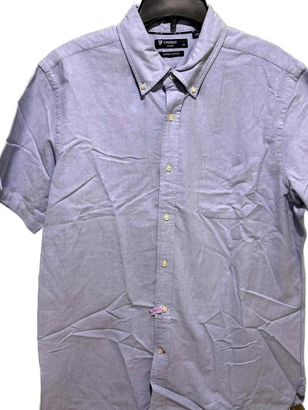 Cremieux Classics Supima Blue Cotton Men's Casual Short Sleeve Shirt - XL